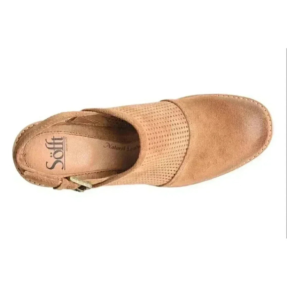 Sofft Sabie Womens 7.5 38.5 Suede Wedge Slingbacks Shoes Saddle Brown NEW - Picture 7 of 8